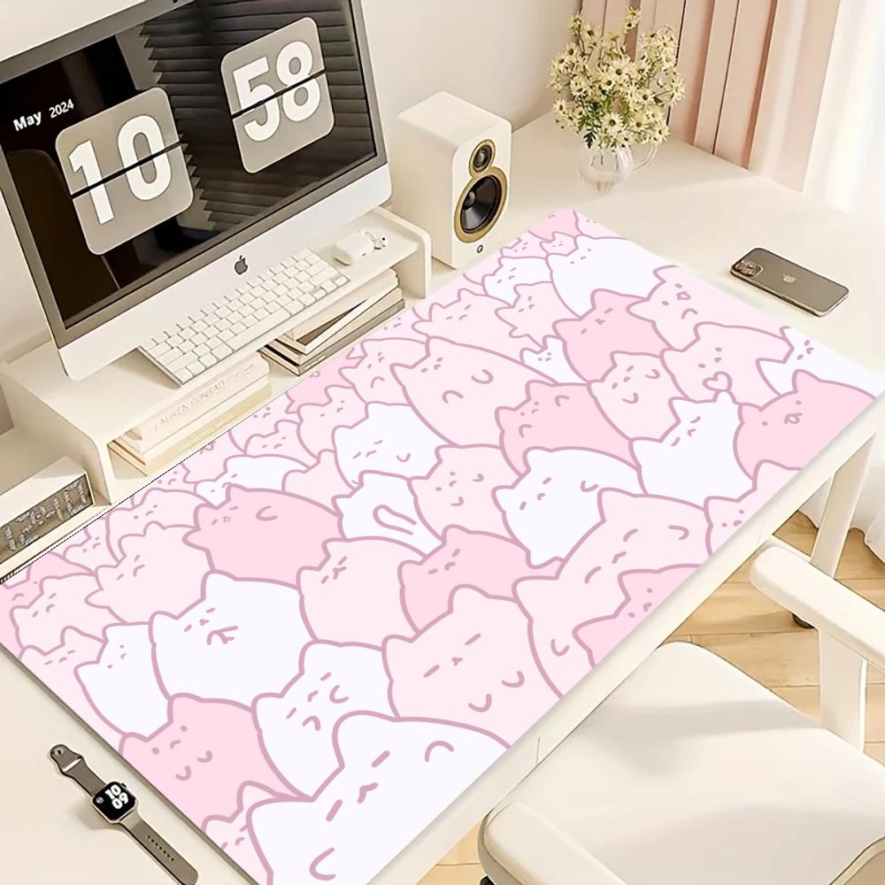 Desk Setup Pink - Oyun Mouse Pad'i, Büyük Masa Matı,