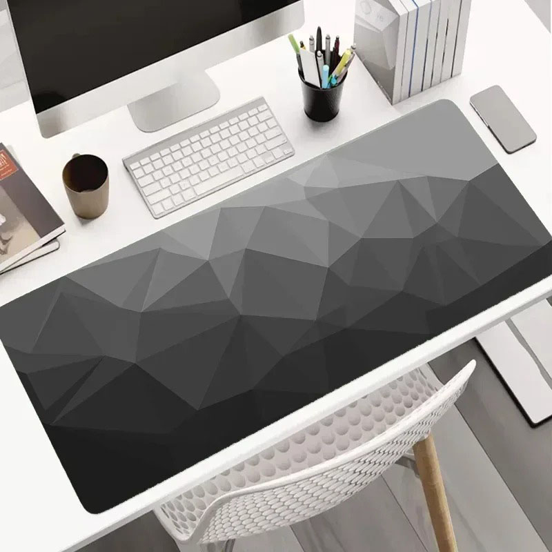 Desk Setup Grey - Modern Koyu Geometrik Masa Örtüsü Büyük