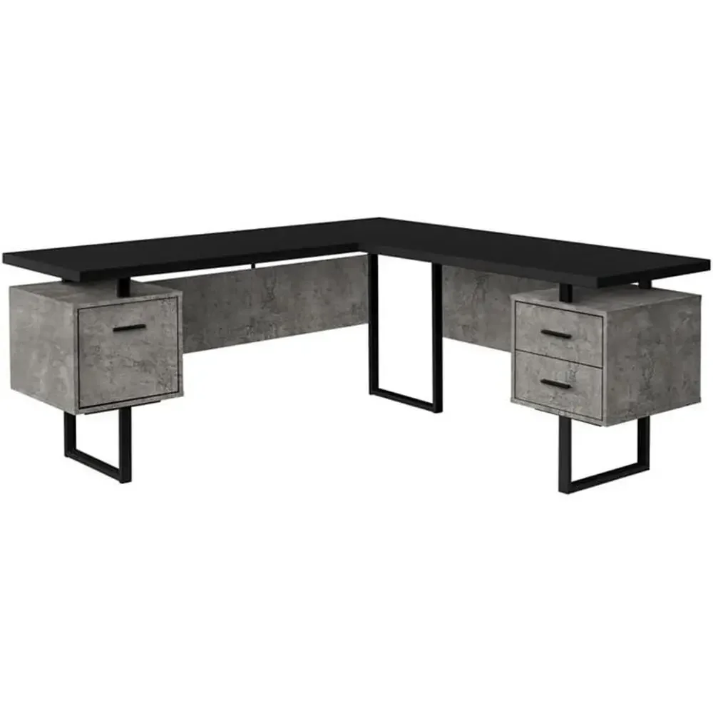 Desk Setup Grey - Ev Ofisi için Depolama Alanlı L