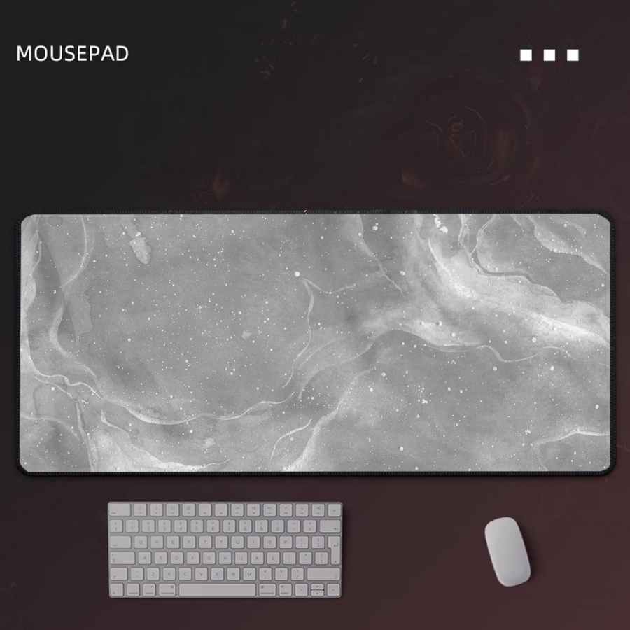 Desk Setup Grey - Oyun Mousepad Gri Mermer Büyük Ofis