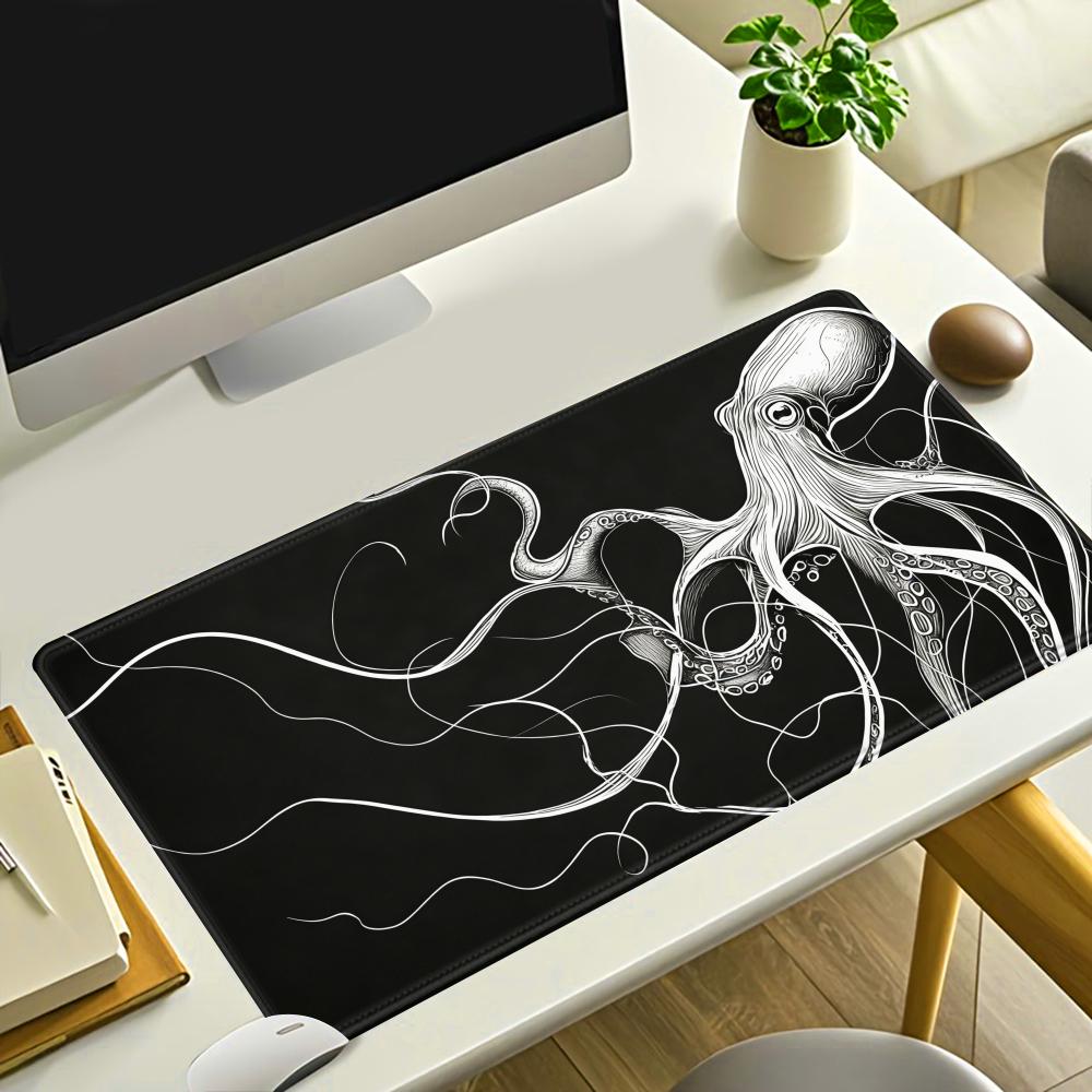 Desk Setup Black And White - HYBXAXC Ahtapot Mouse Pad, Siyah Beyaz