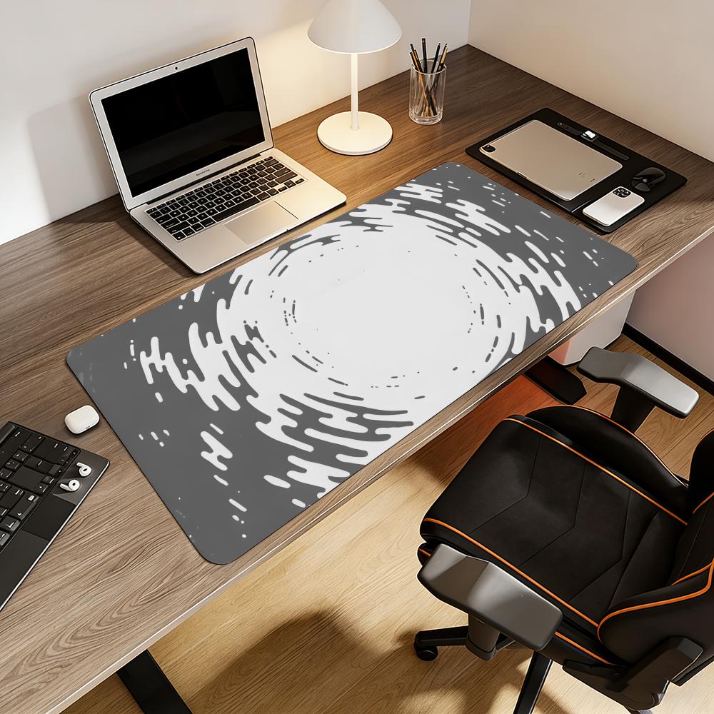 Desk Setup Grey - Gri Dairesel Dalgalı Sıvı Doku Baskılı