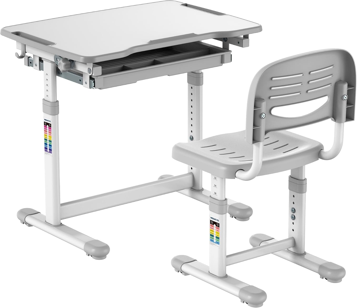 Desk Setup Grey - Çocuk Çalışma Masası ve Sandalye Seti,