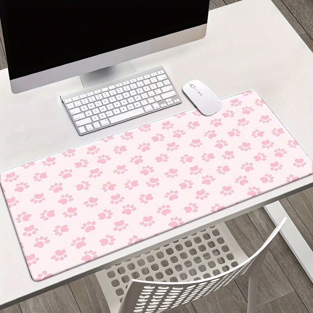 Desk Setup Pink - Pembe Paw Print Masa Pedi, Ofis